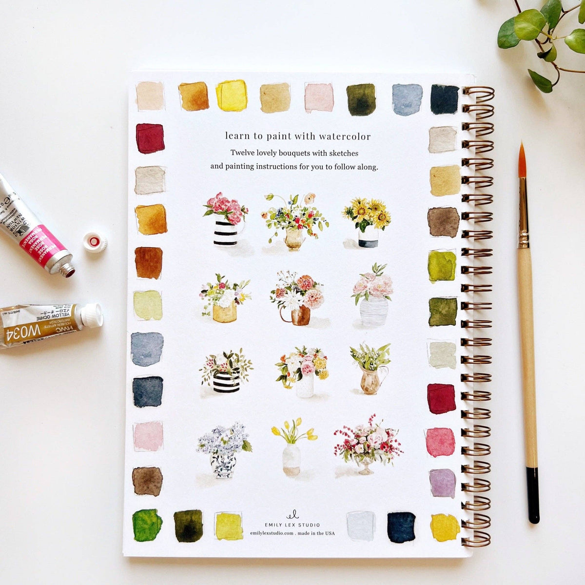 Cahier d'aquarelle bouquets Emily lex Studio