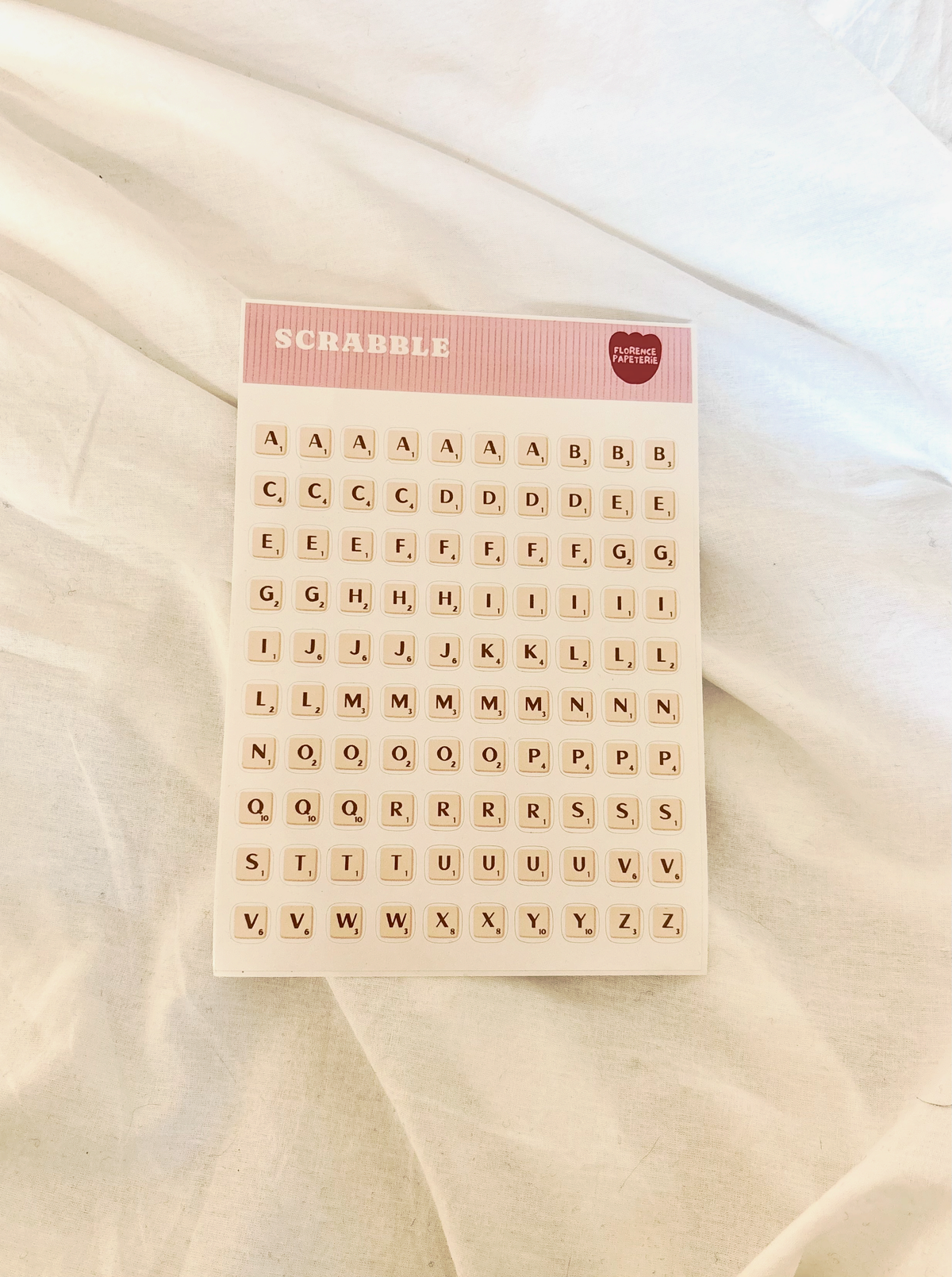 Planche de stickers Scrabble - Florence Papeterie