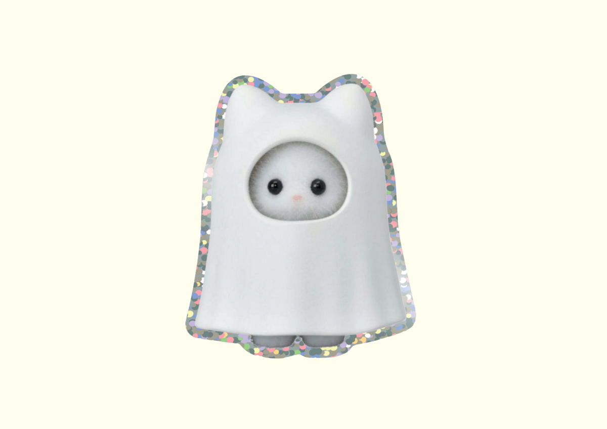 Sticker fantôme pailleté « Ghost Kitty » Sivanian — Shellflower