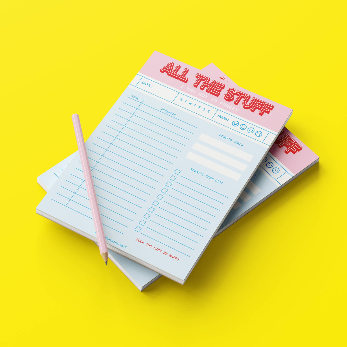 Carnet de Notes A5 Rose — All The Stuff I Try Not To Forget · Studio Inktvis