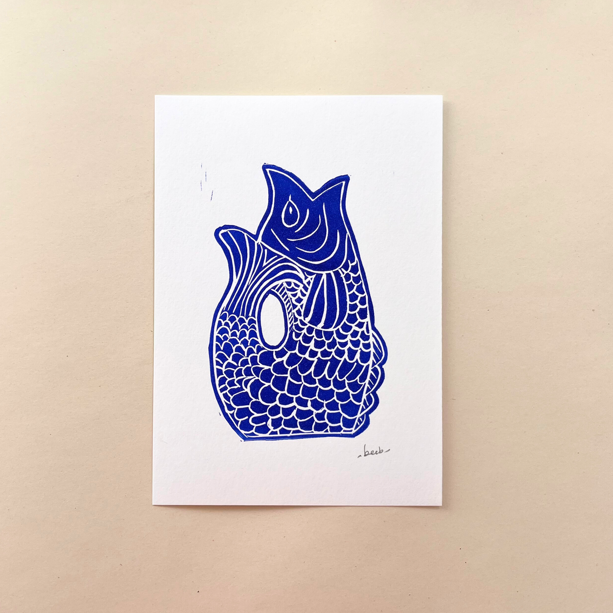 Linogravure 15 cm x 21 cm (A5) - Gluggle Jug - Beeb
