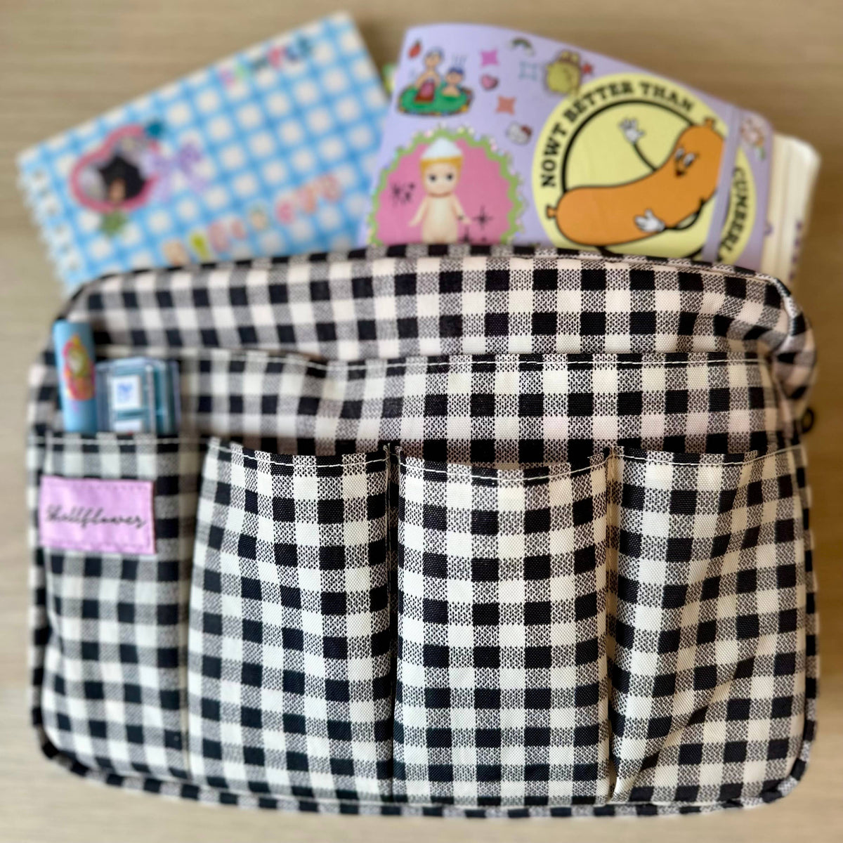 Pochette Vichy pour journaling Shellflower