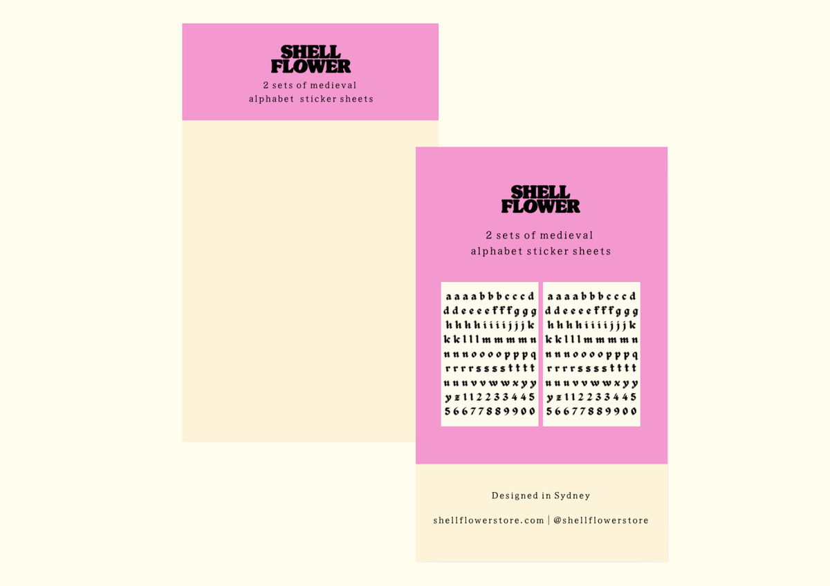 Planches de stickers Alphabet médiéval — Shellflower