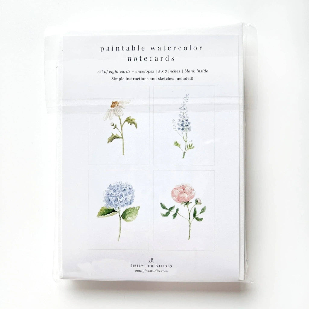 8 Cartes aquarelle à peindre avec des fleurs de jardin - Emily Lex