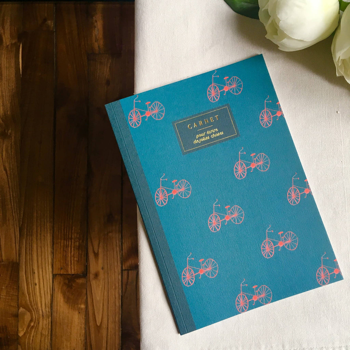 Carnet Les Bicyclettes 🚲 - A5 ligné - Bleu coquille