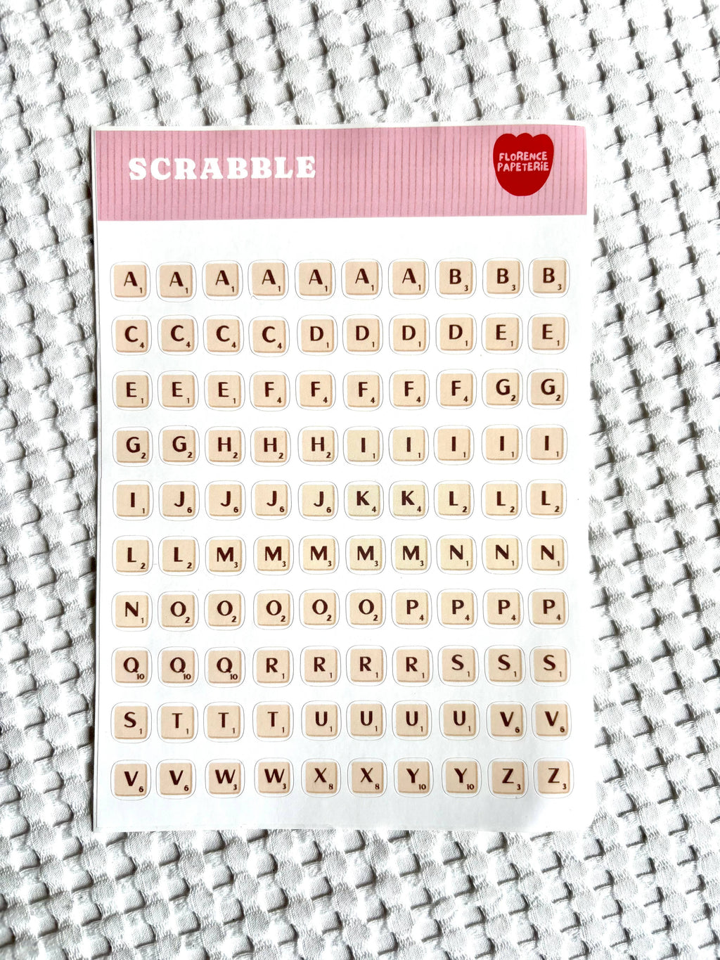Planche de stickers Scrabble - Florence Papeterie