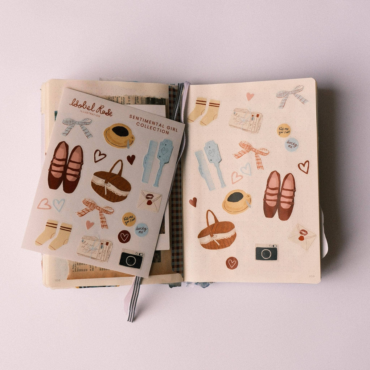 Planche de stickers « Sentimental Girl » - Isobel Rose Illustration
