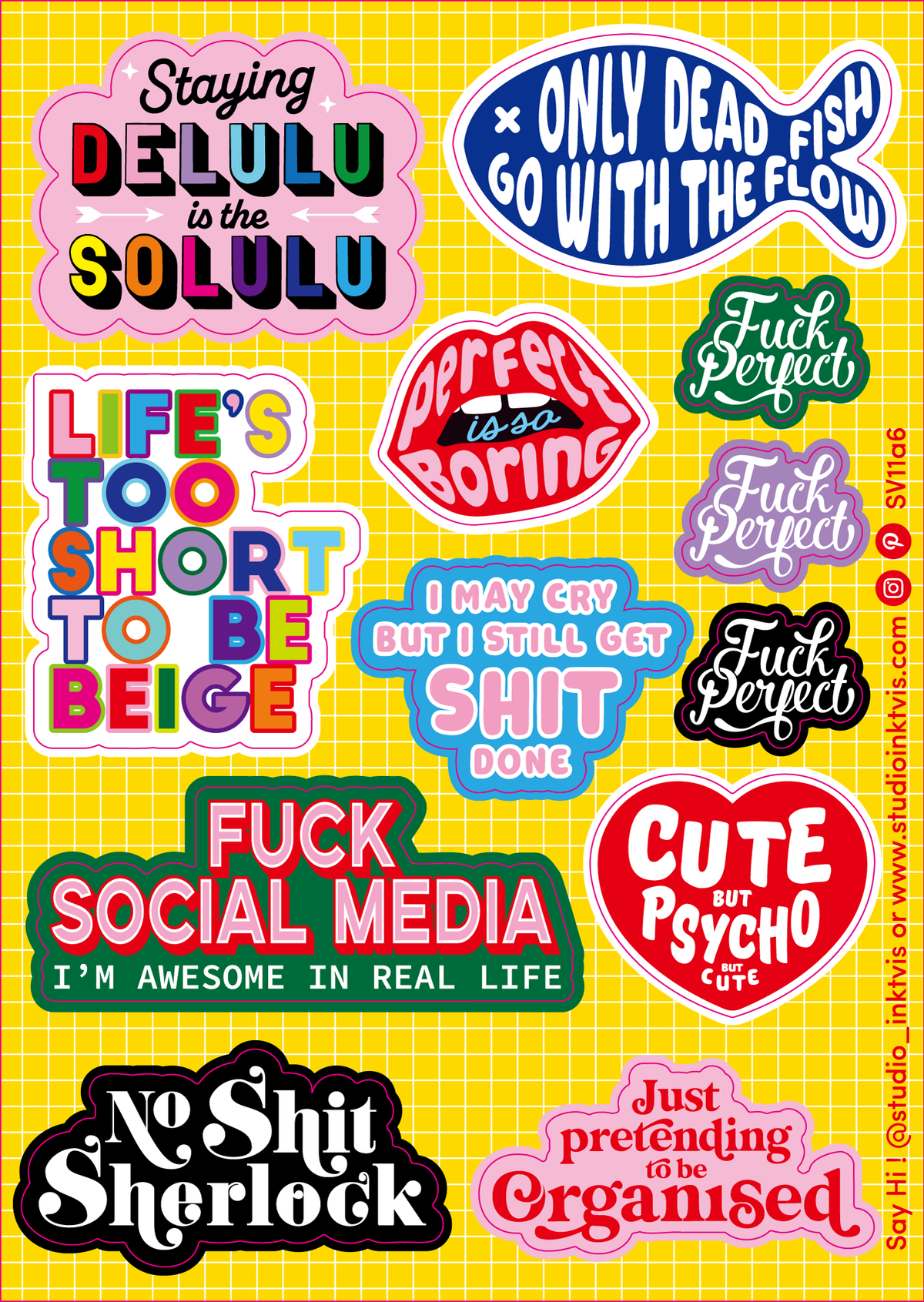 Planche de stickers audacieuse et colorée  — Studio Inktvis