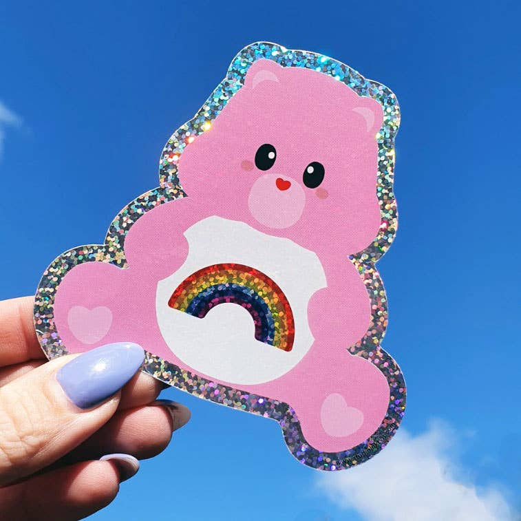 Sticker Pailleté Bisounours— Sending Rainbows · Studio Inktvis