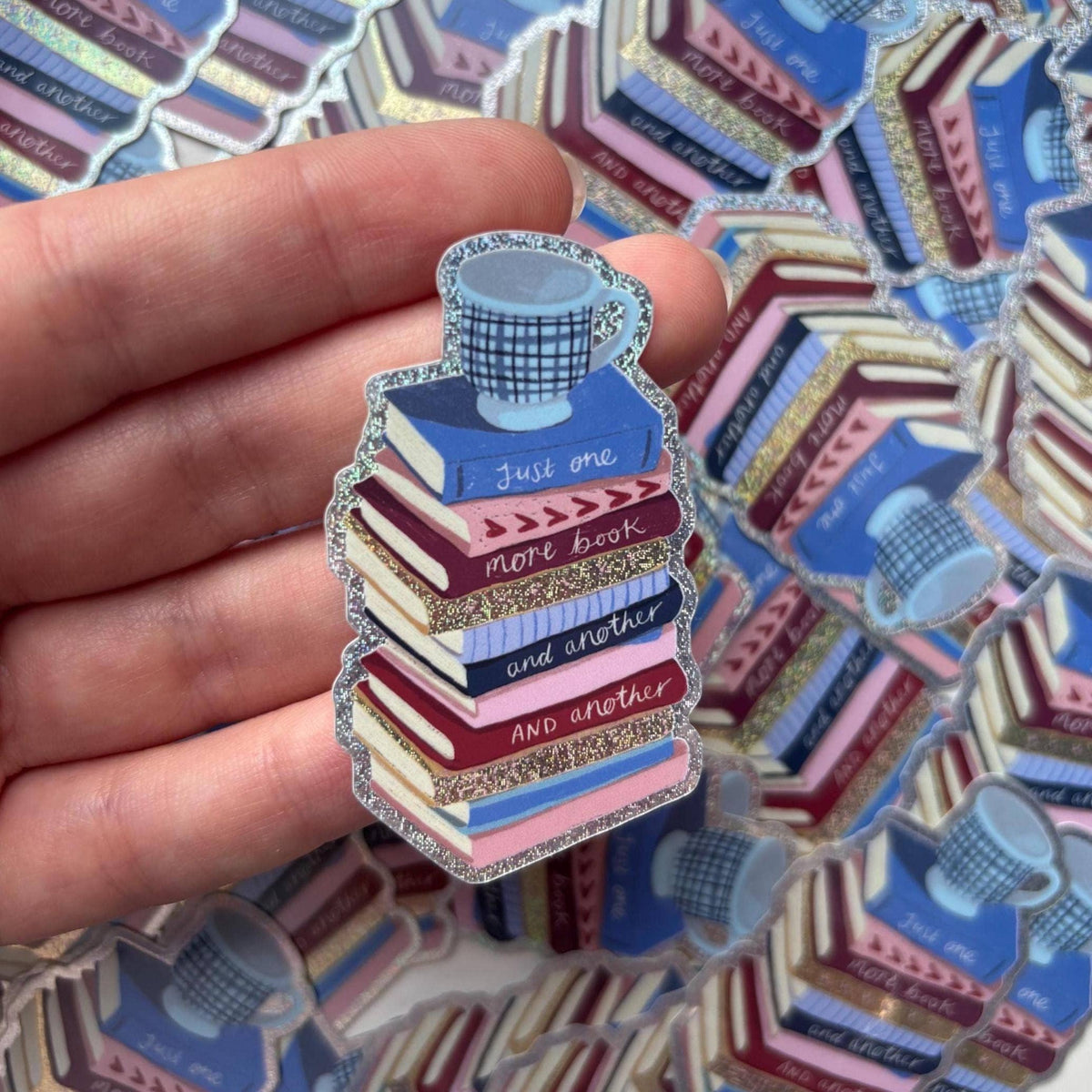 Sticker pailleté « One More Book » - Isobel Rose Illustration