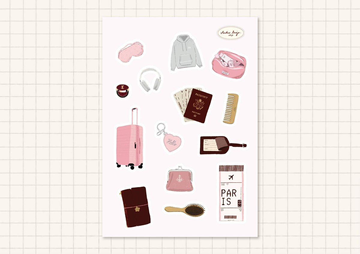 Planche de stickers - airport essentials - Studio Louja
