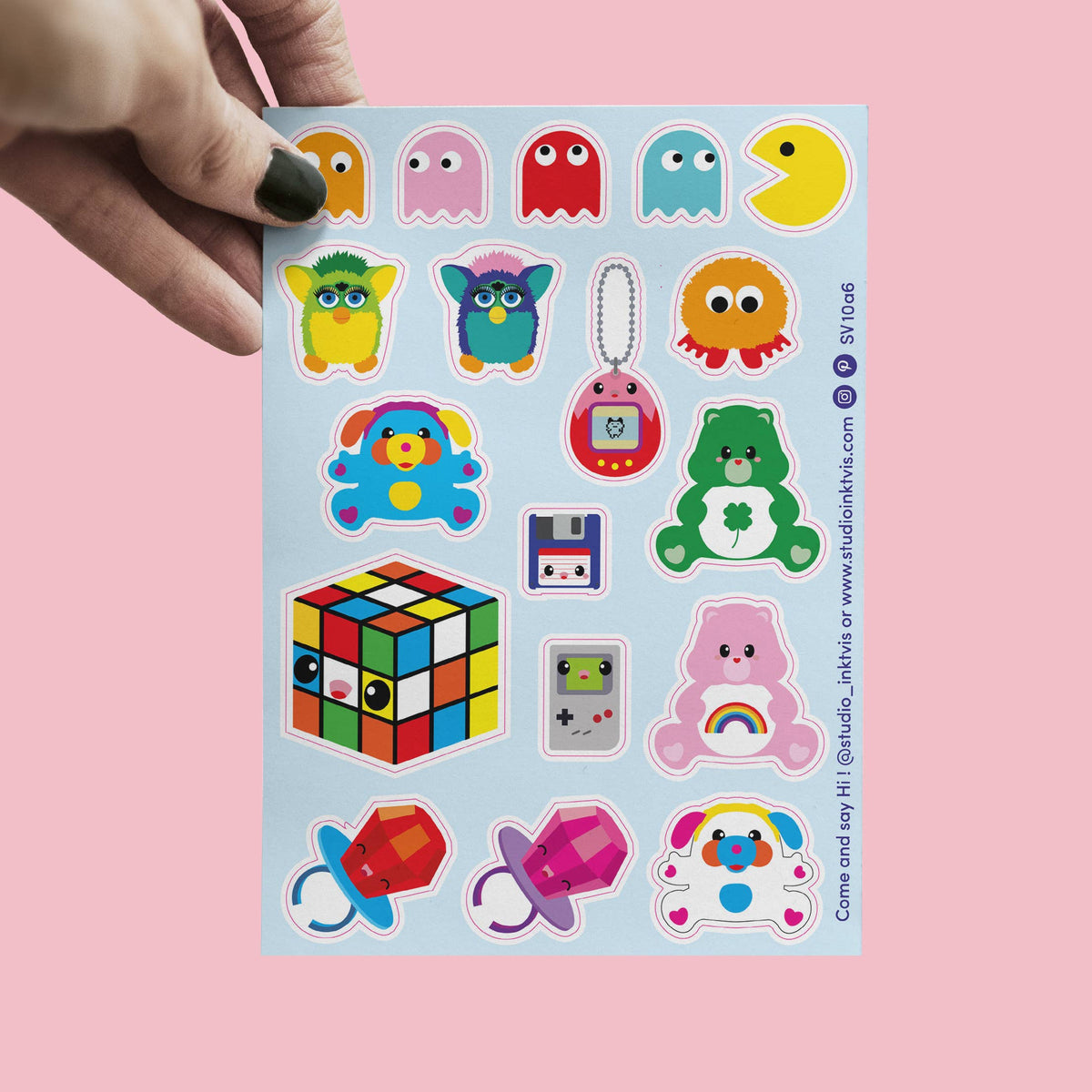 Planche de stickers vintage années 80 et 90 — 18 stickers en vinyle — Studio Inktvis