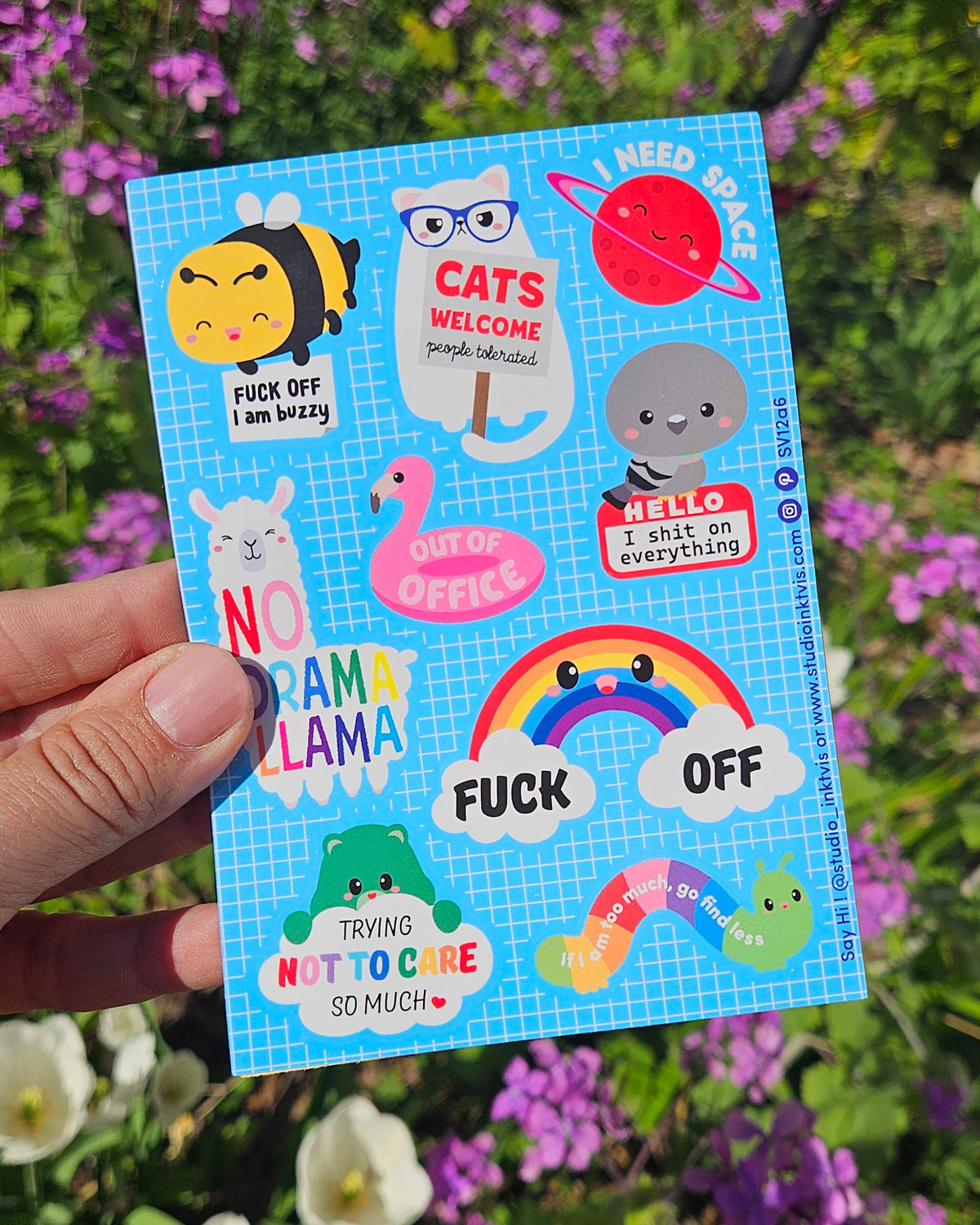 Planche de stickers Lama mignon et impertinent « No Drama » — Studio Inktvis