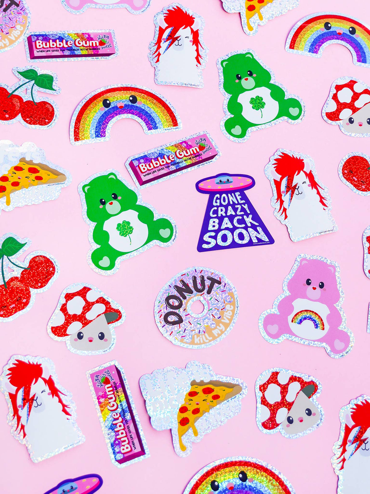 Sticker pailleté « Bubble Gum » — compatible lave-vaisselle — Studio Inktvis