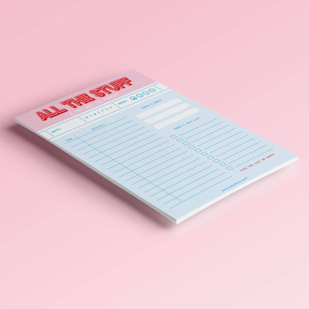 Carnet de Notes A5 Rose — All The Stuff I Try Not To Forget · Studio Inktvis