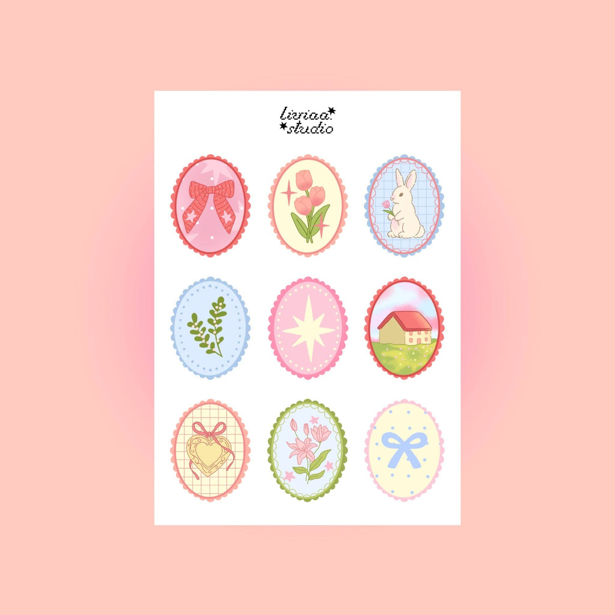 Planche de stickers Ovales Fleuris — Liviaa.studio
