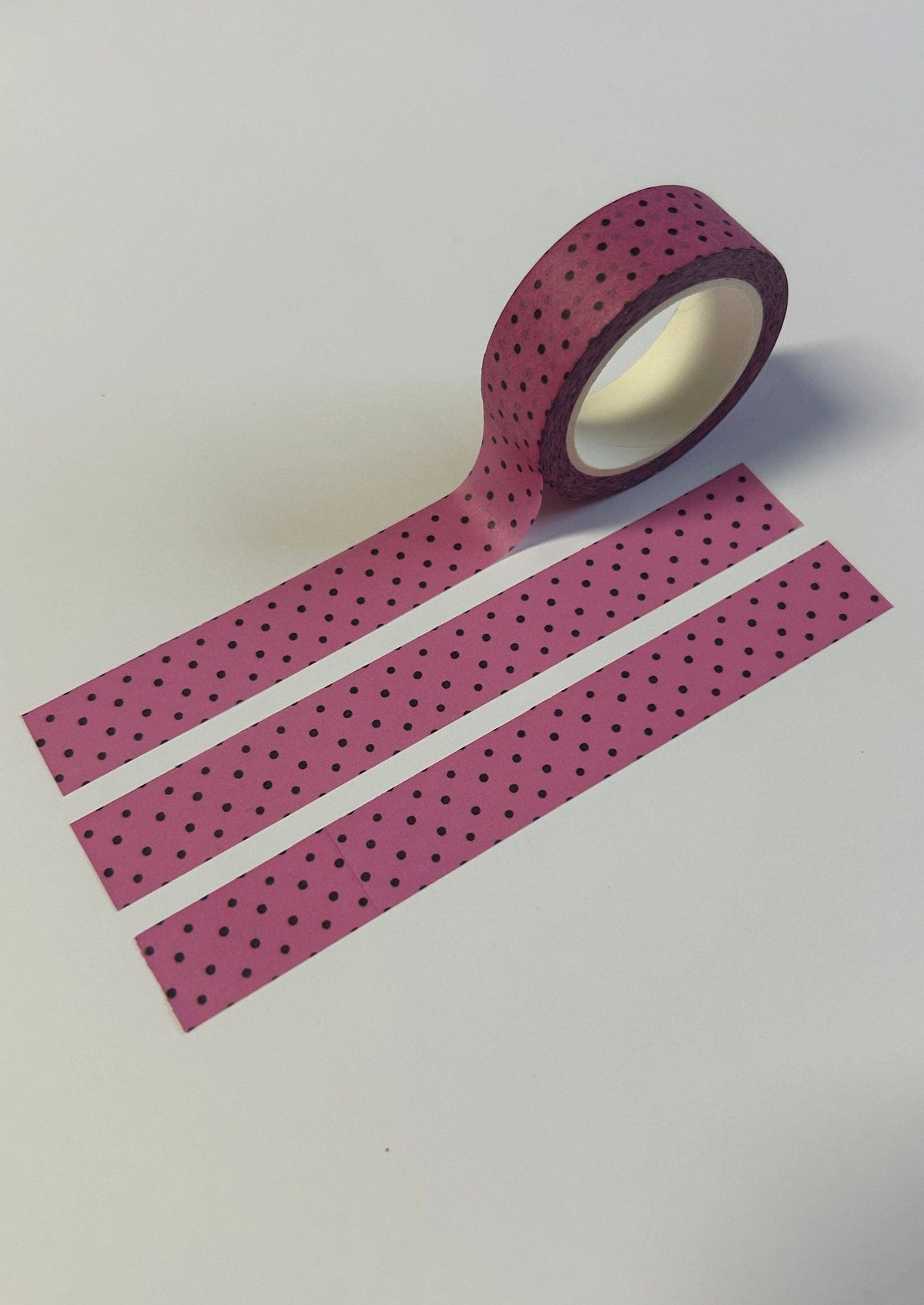 Washi Tape - Polka Dot Rose et noir - Nany Craft Shop