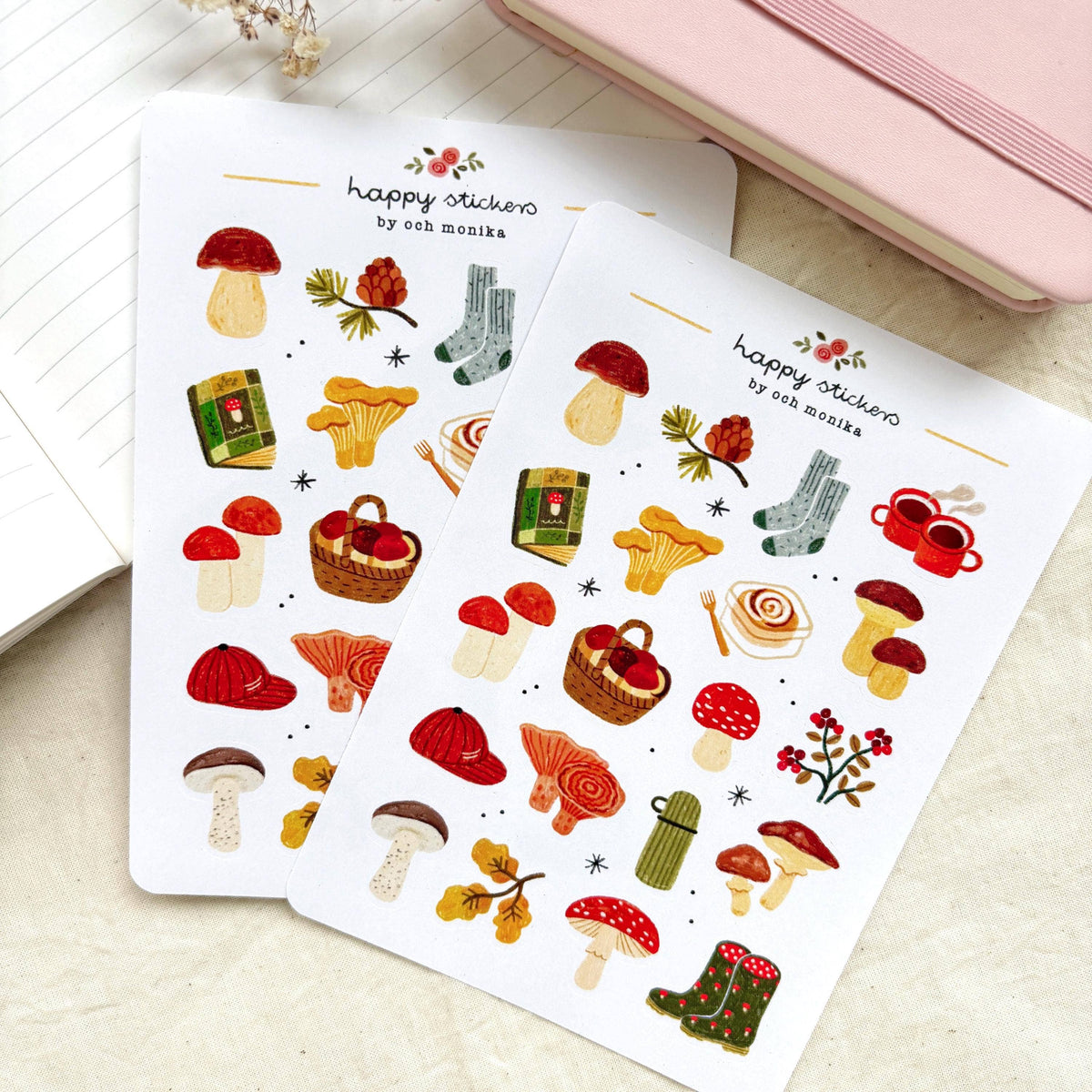 Planche de stickers Cueillette de champignons - Och Monika