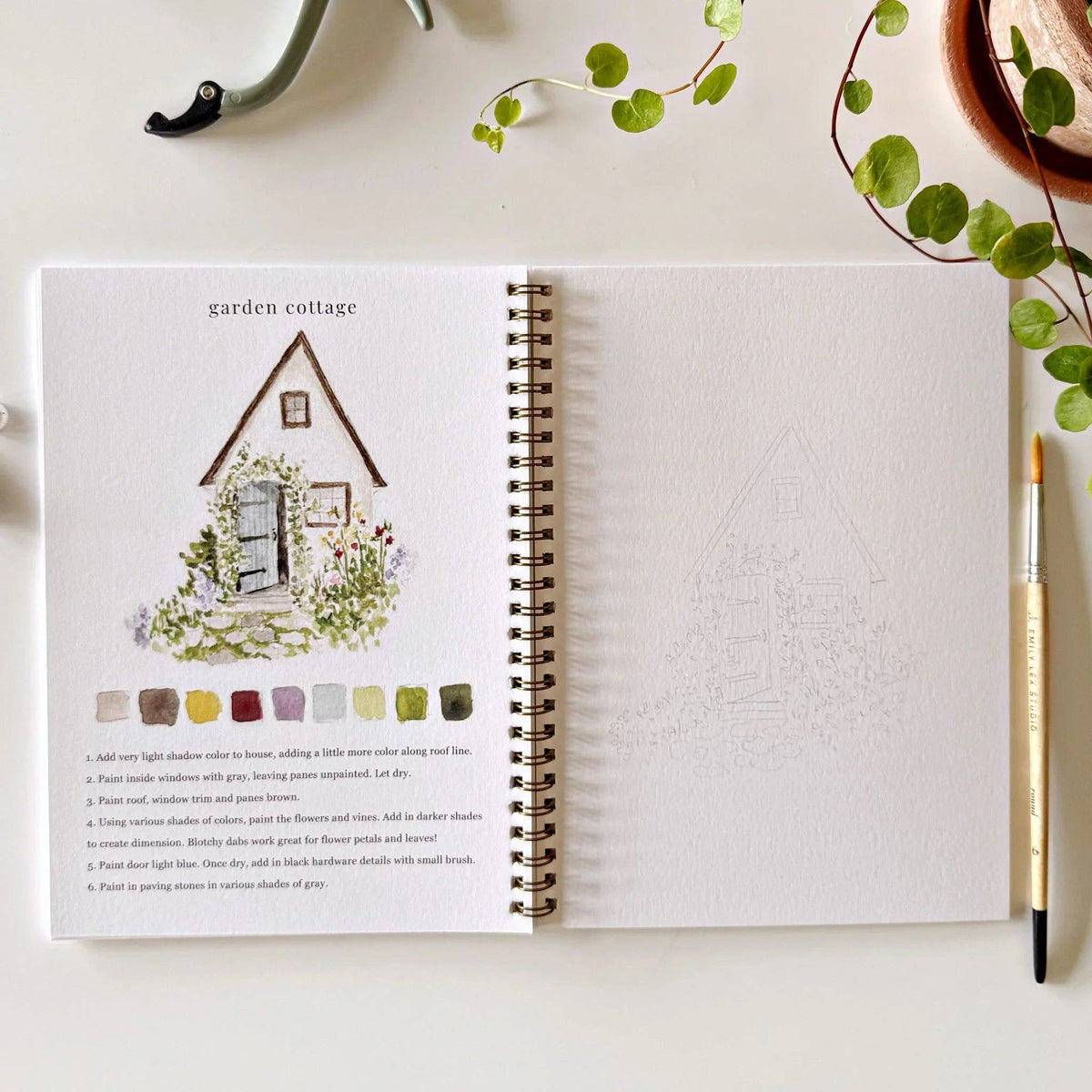 Cahier d’aquarelle jardin Emily Lex Studio