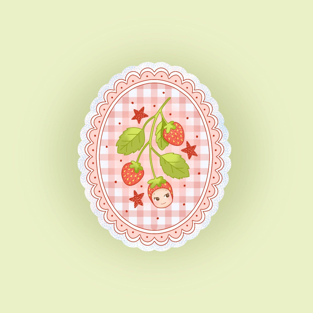 Sticker Médaillon Fraise — Liviaa.studio