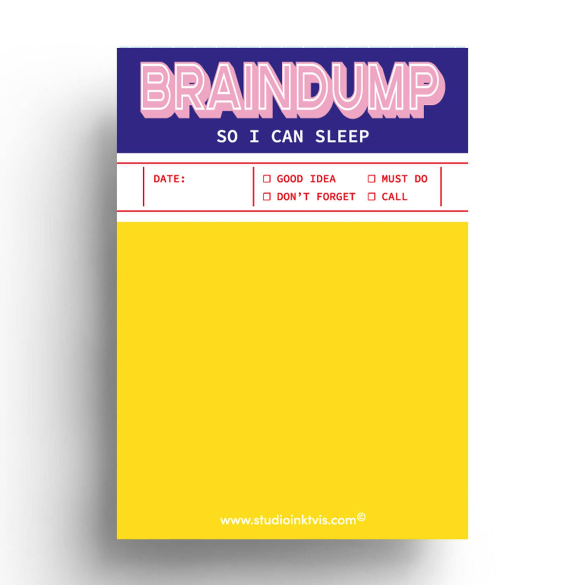 Bloc-notes Braindump A6 — Brain dump & Liste de tâches · Studio Inktvis