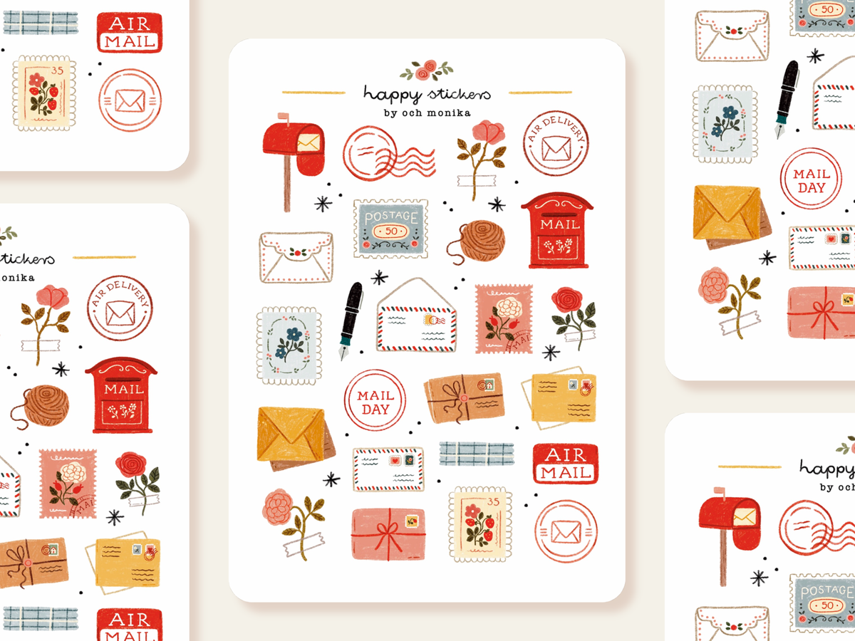 Planche de stickers Courrier joyeux - Och Monika