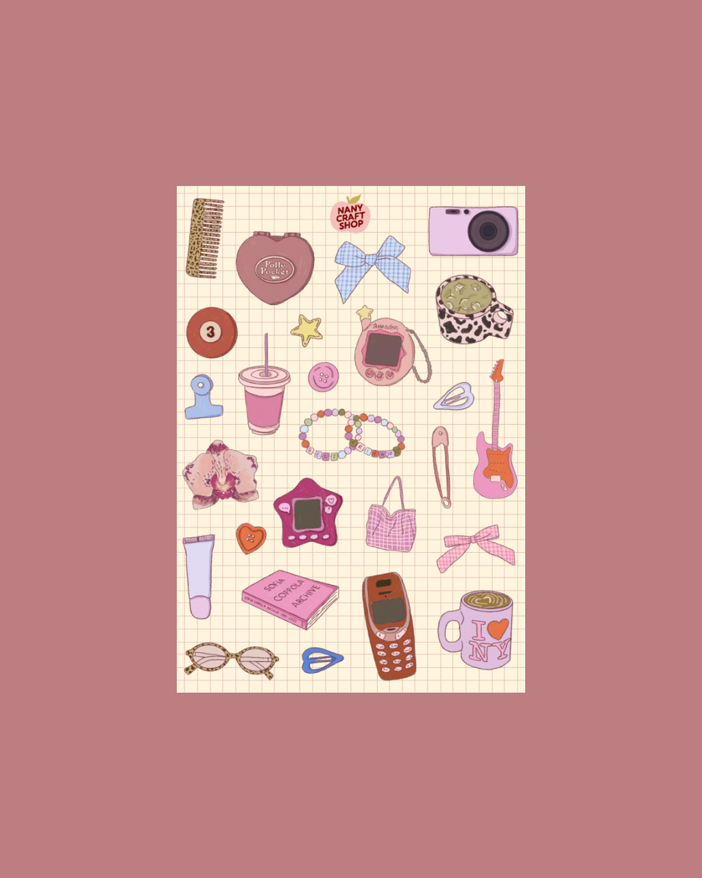 Planche stickers Nostalgie A5 - Nany Craft Shop