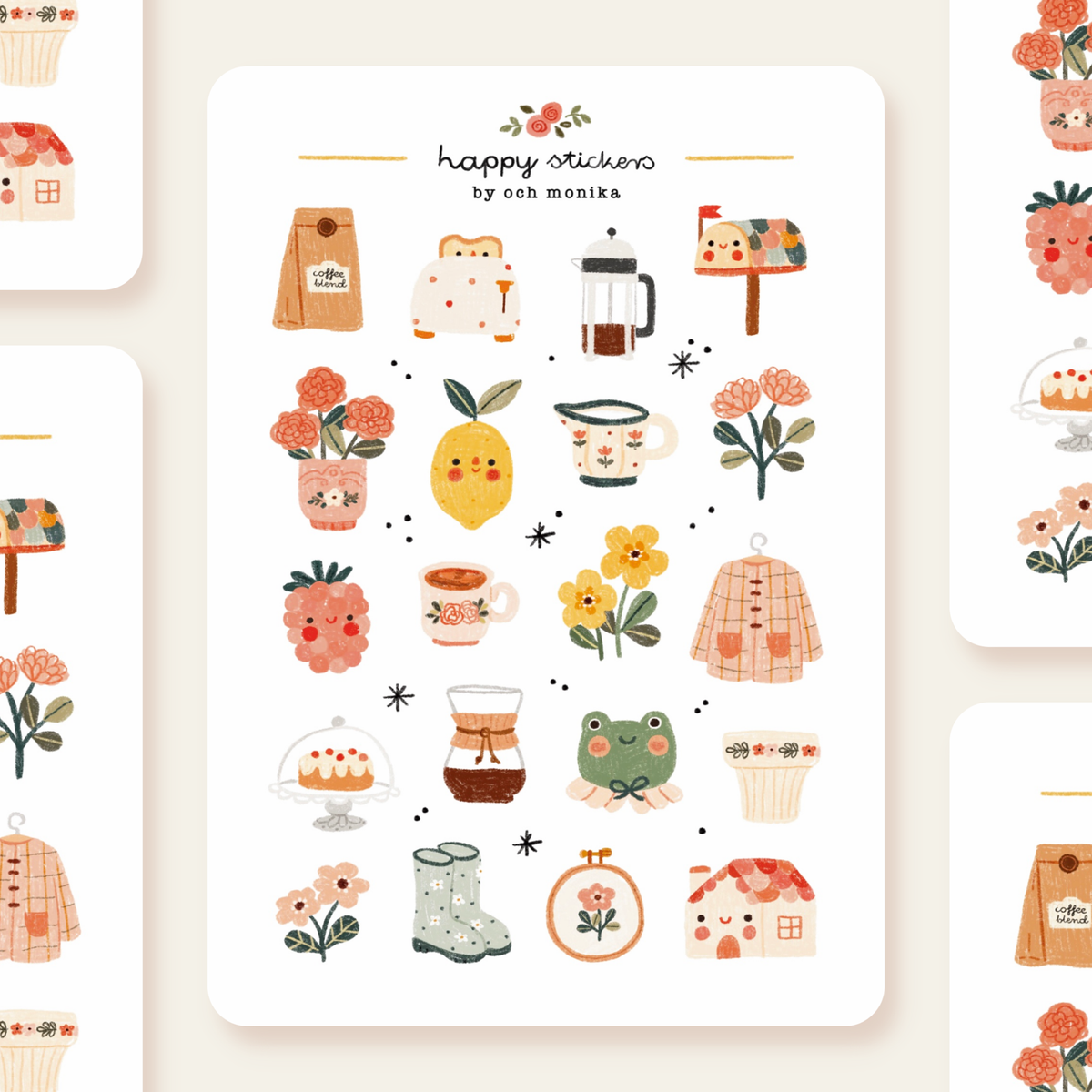 Planche de stickers Cottagecore - Och Monika