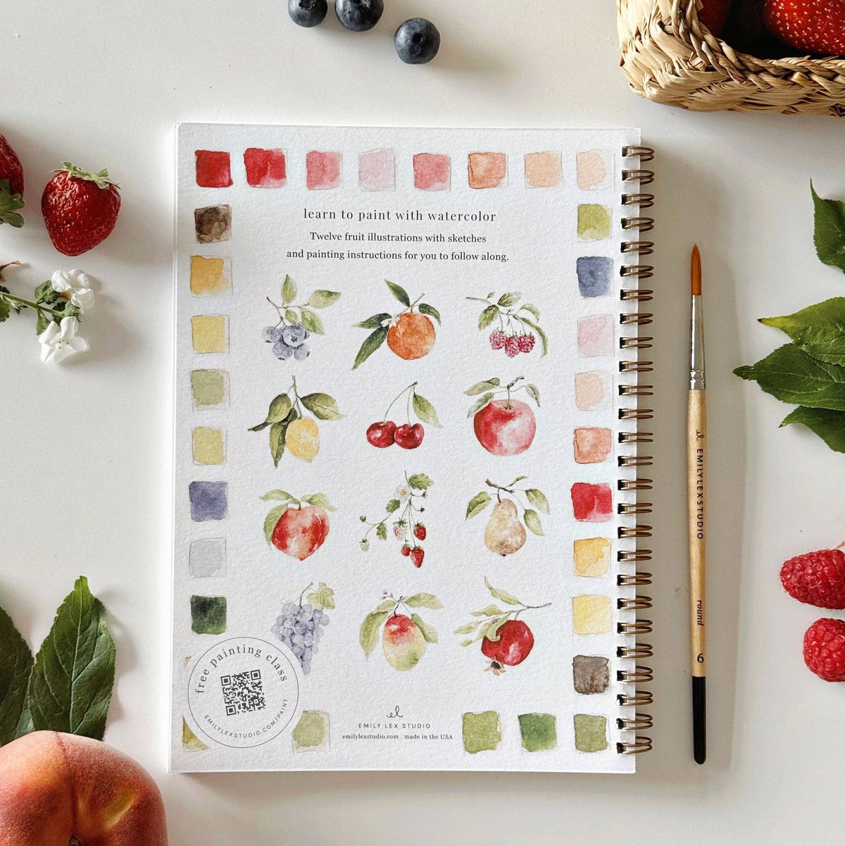 Cahier d'aquarelle fruits Emily lex studio