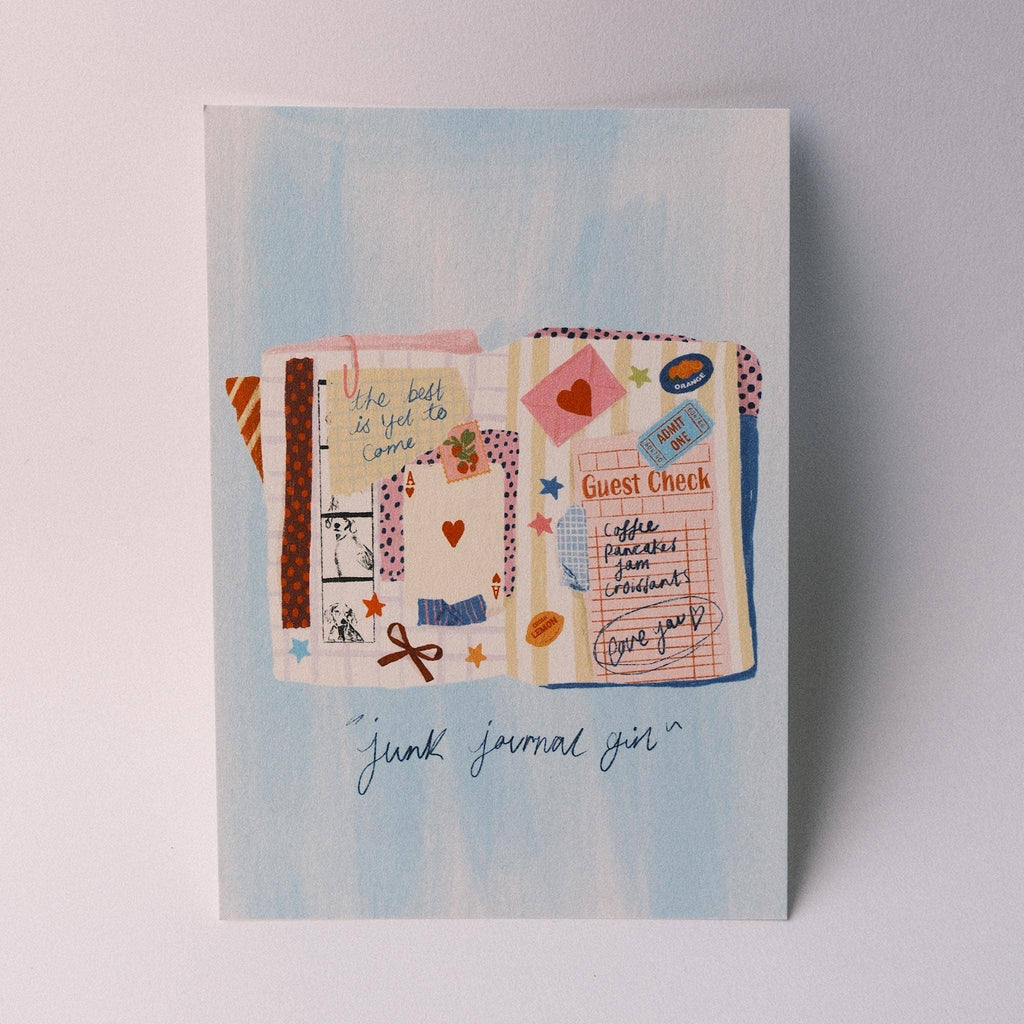 Carte postale illustrée A6 « Junk Journal Girl » - Isobel Rose Illustration