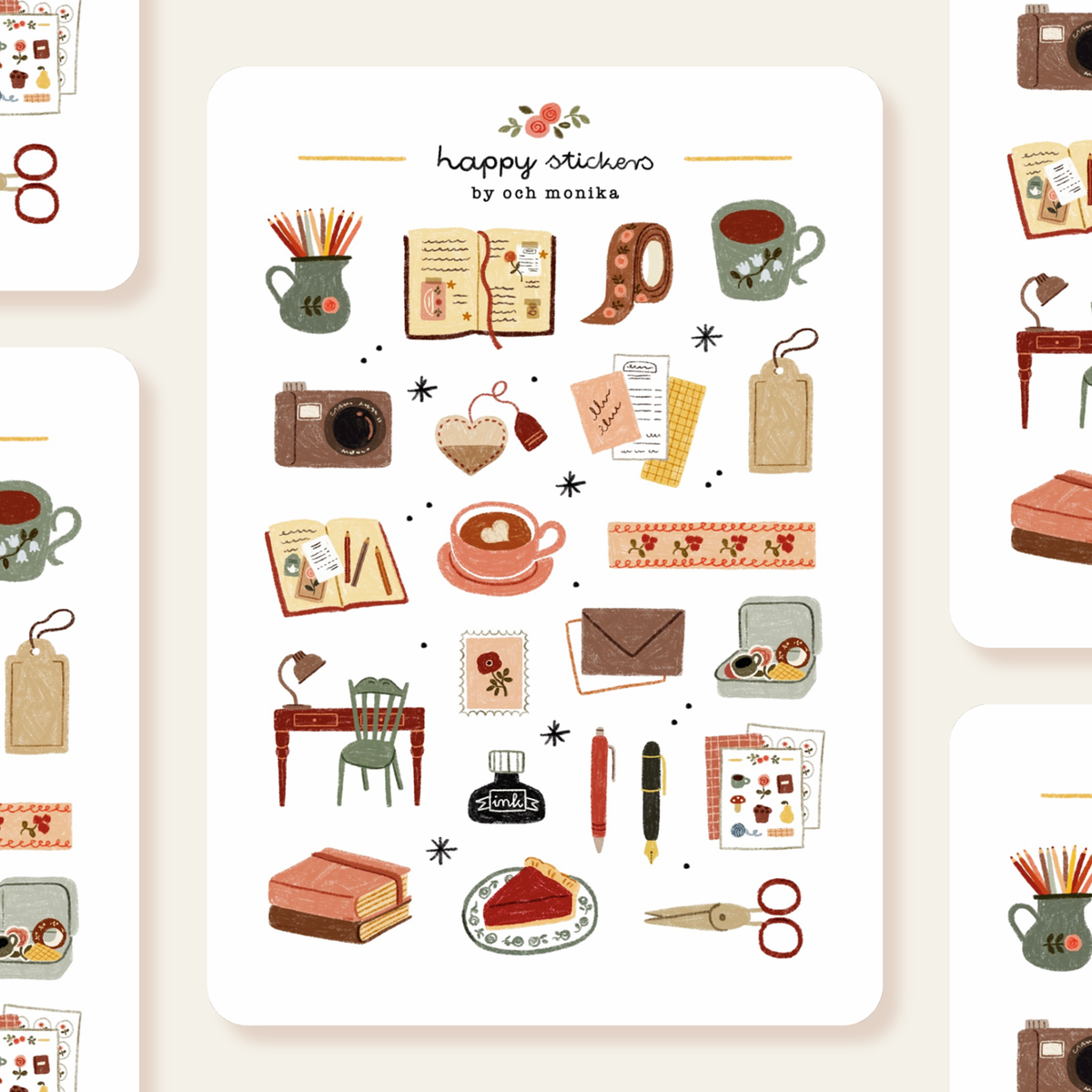 Planche de stickers Journaling cocooning - Och Monika