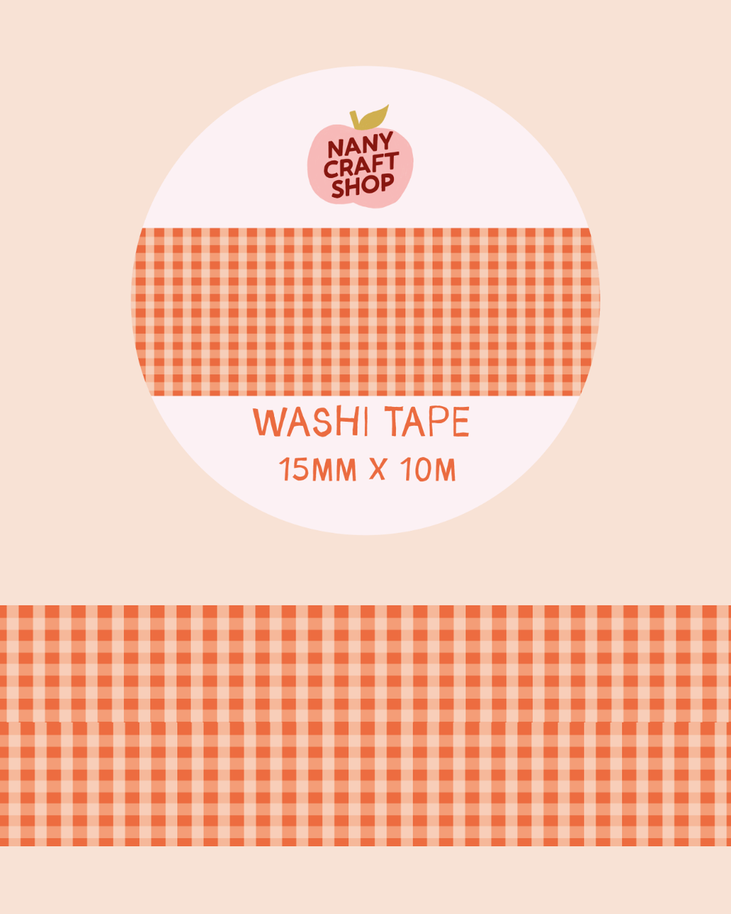 Washi Tape - vichy rouge - Nany Craft Shop