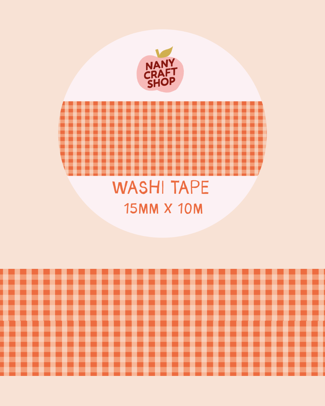 Washi Tape - vichy rouge - Nany Craft Shop