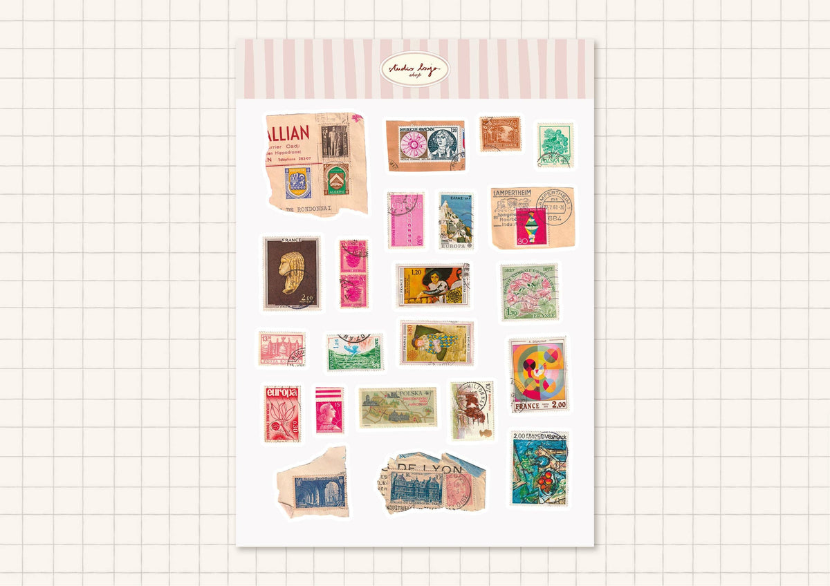 Planche de stickers timbres - Studio Louja