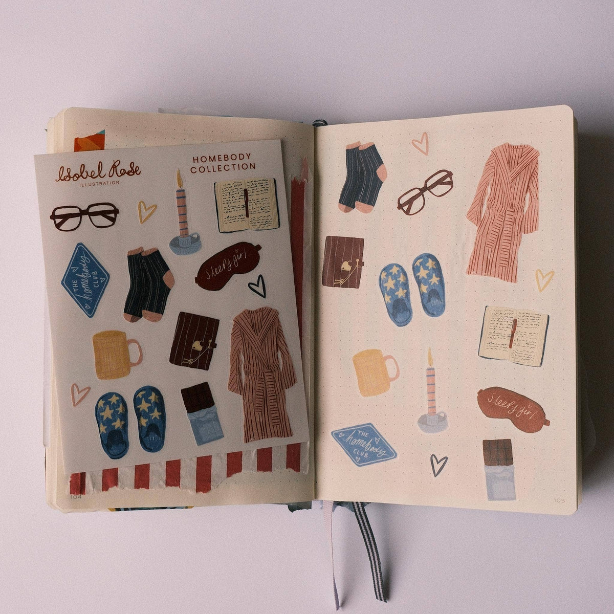 Planche d'autocollants « Homebody » - Iobel Rose illustration