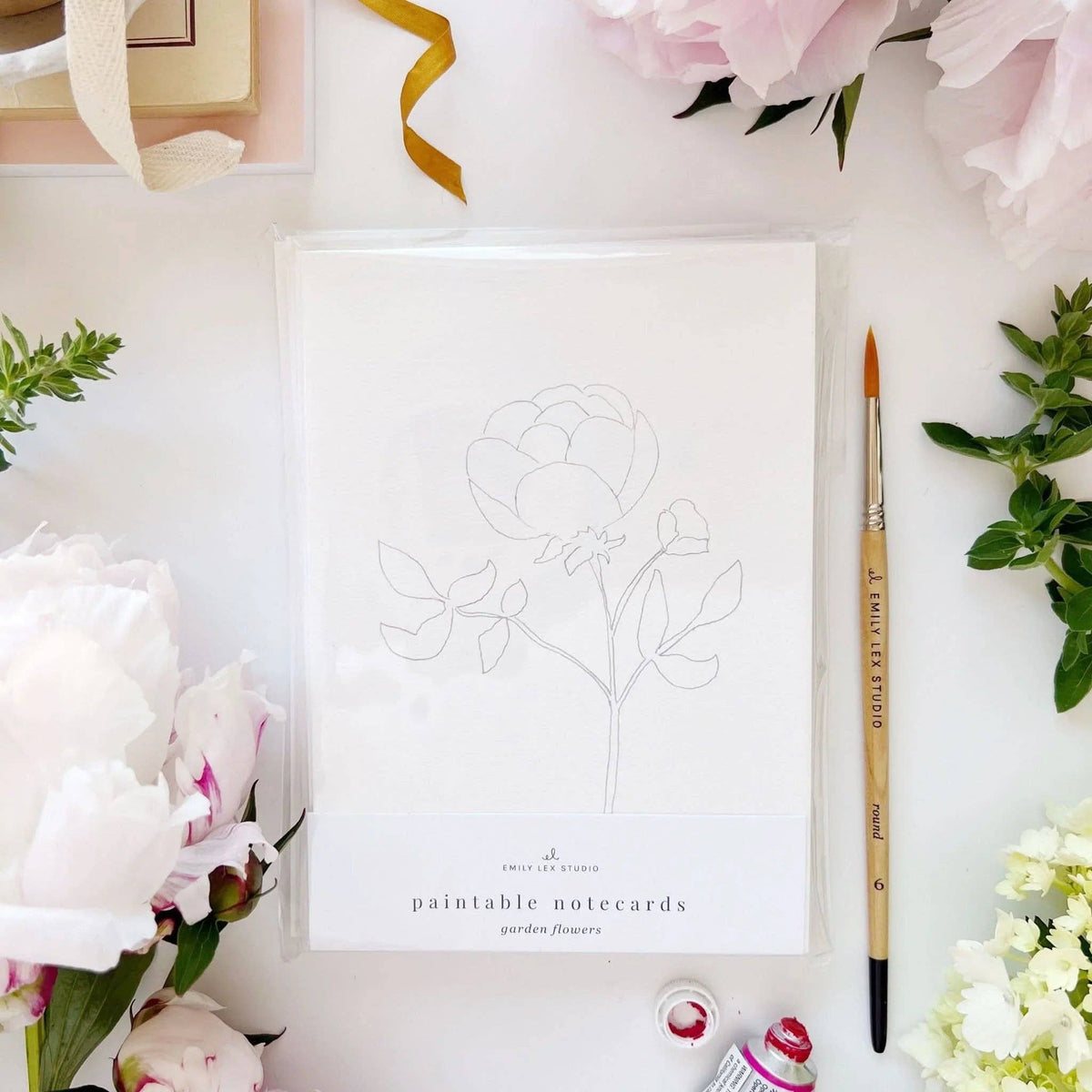8 Cartes aquarelle à peindre avec des fleurs de jardin - Emily Lex