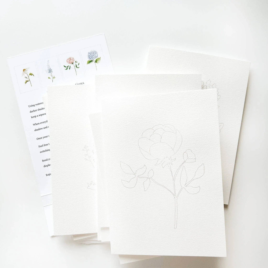 8 Cartes aquarelle à peindre avec des fleurs de jardin - Emily Lex