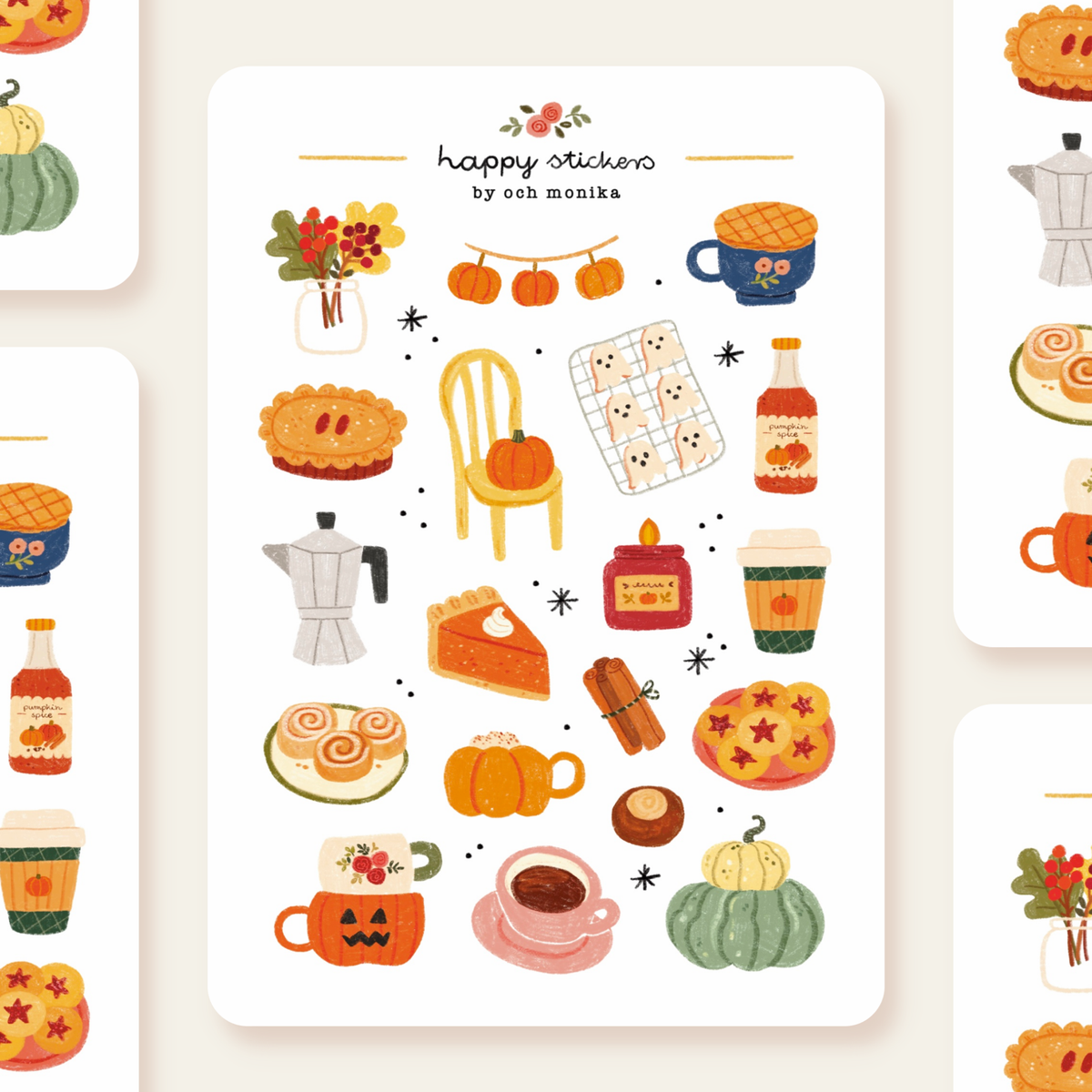Planche de stickers Fall Café Automne - Och Monika