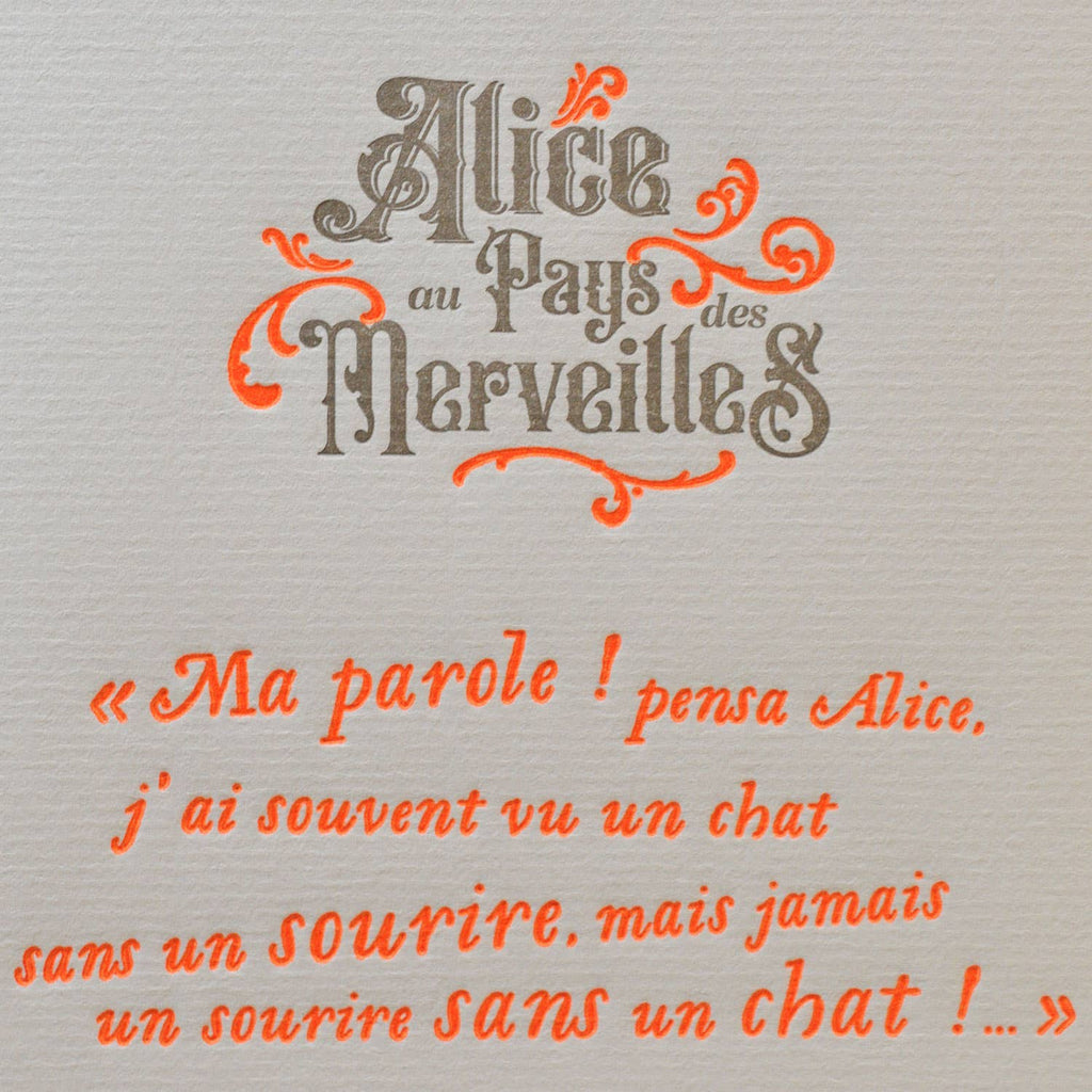 Estampe d’art typographique Le Chat du Cheshire (Alice au pays des merveilles)