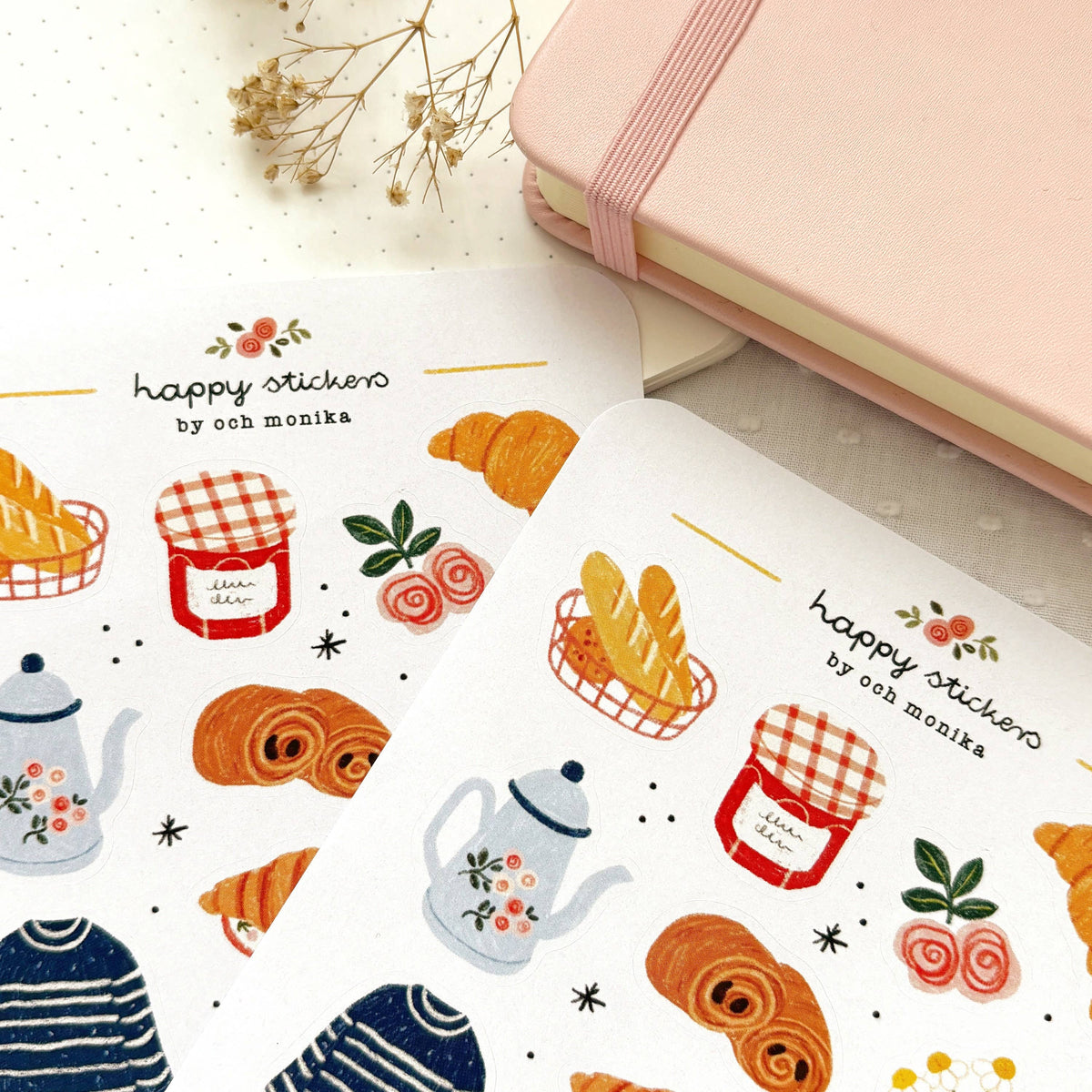 Planche de stickers Petit-déjeuner français - Och Monika