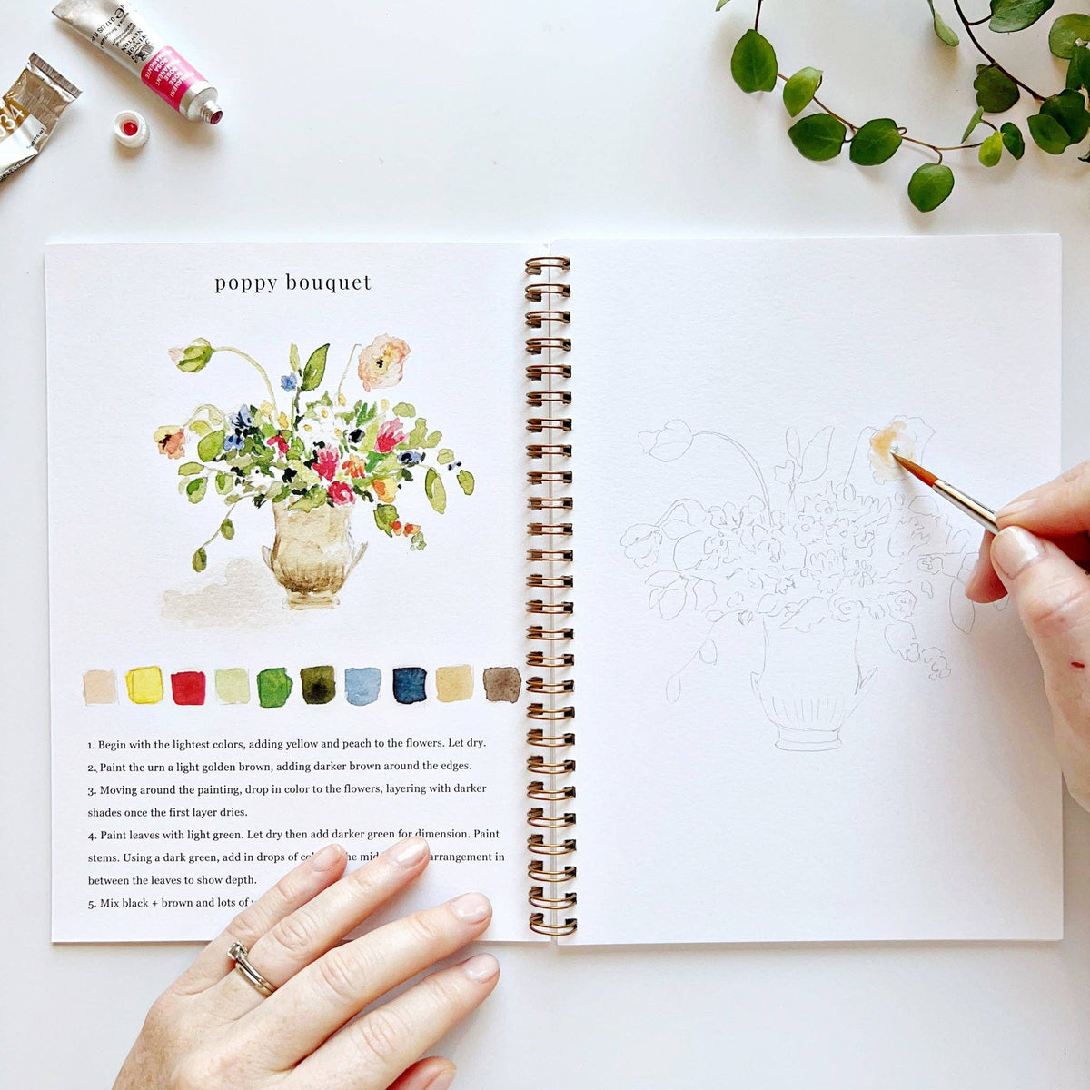 Cahier d'aquarelle bouquets Emily lex Studio