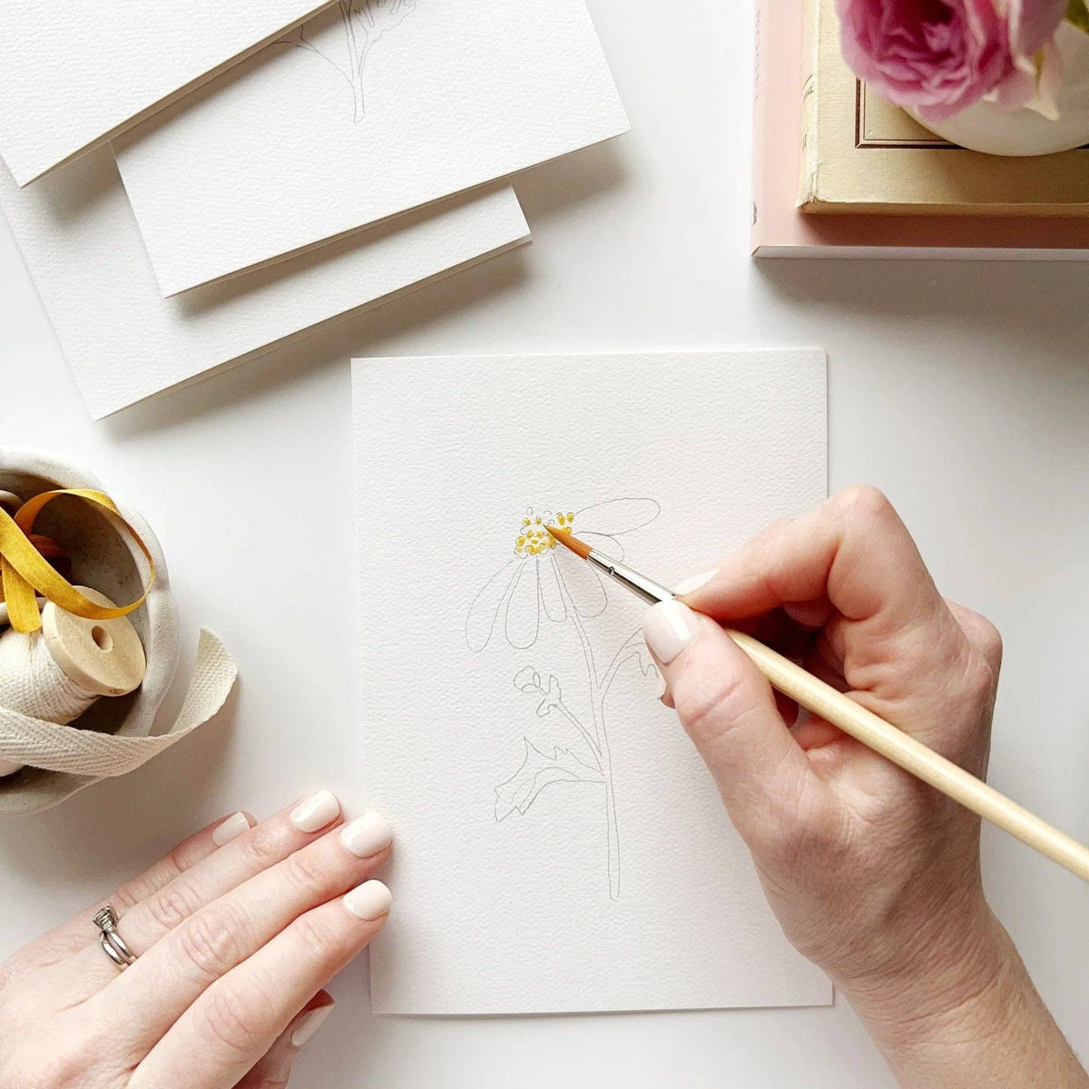 8 Cartes aquarelle à peindre avec des fleurs de jardin - Emily Lex