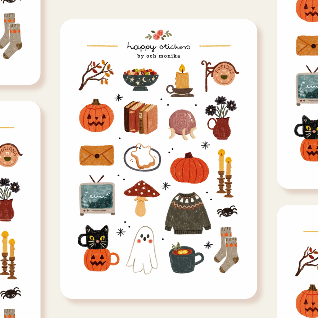 Planche de stickers Halloween effrayant - Och Monika