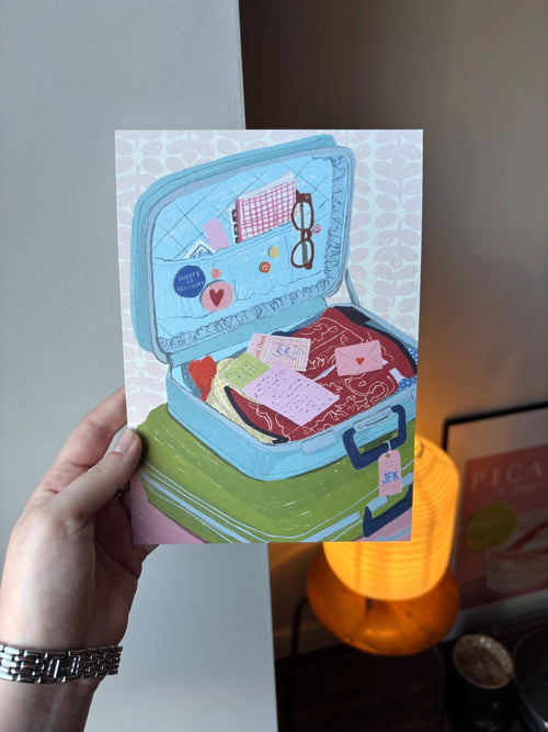 Affiche A5 — Valise de voyage rétro - Isobel Rose Illustration