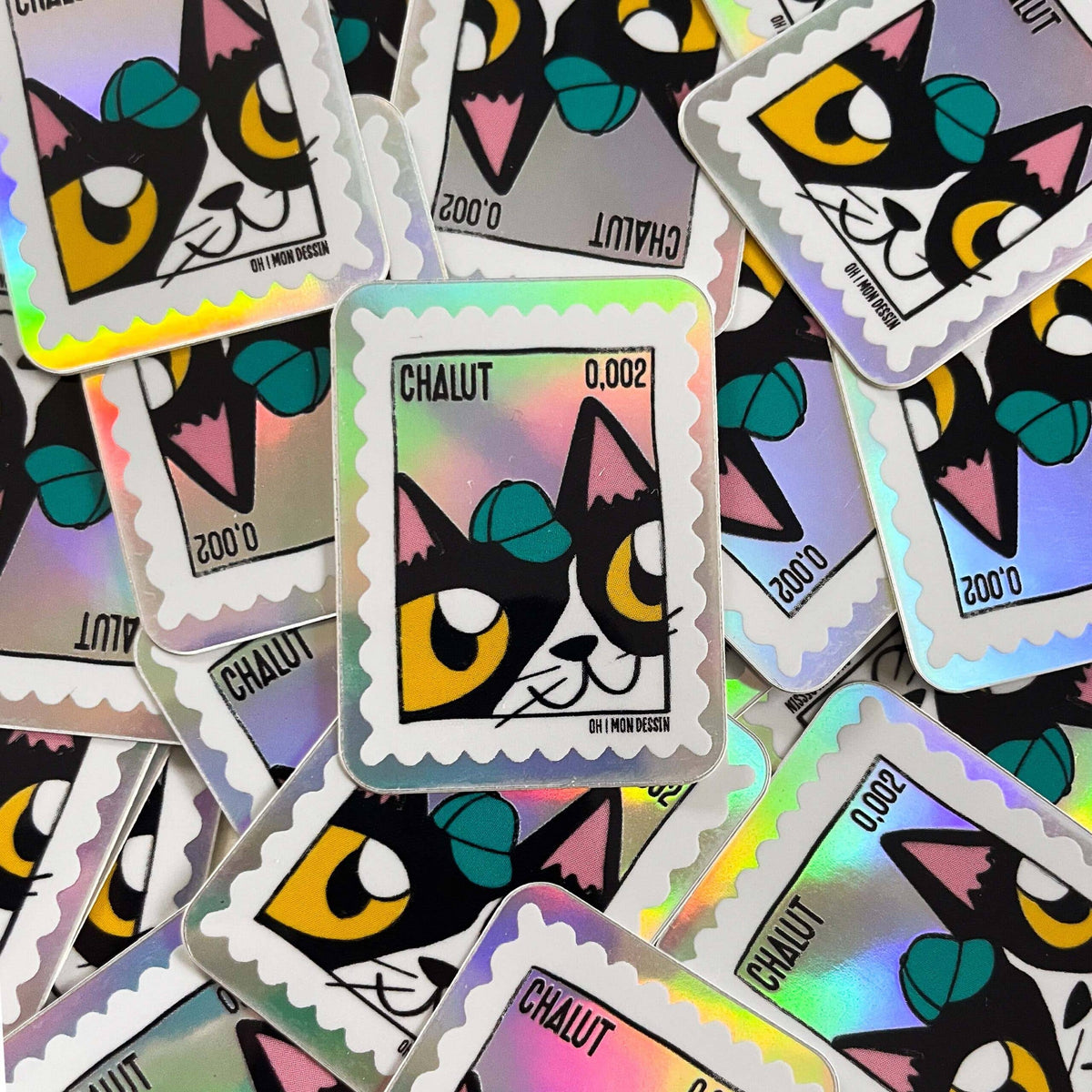 Sticker Holographique Chalut Chat Noir & Blanc - Oh ! Mon Dessin