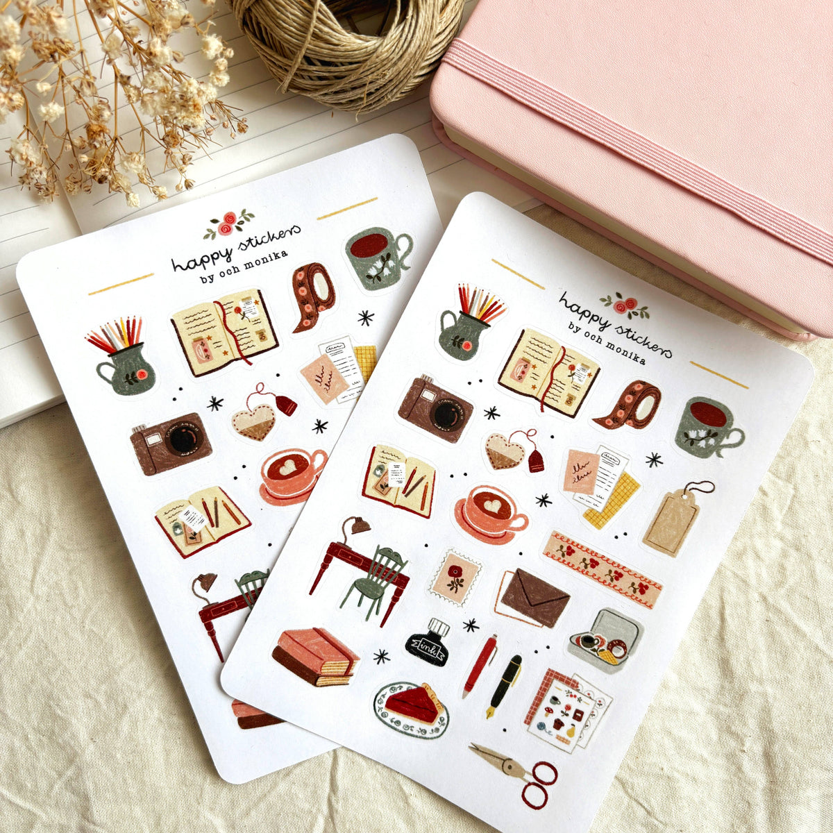 Planche de stickers Journaling cocooning - Och Monika