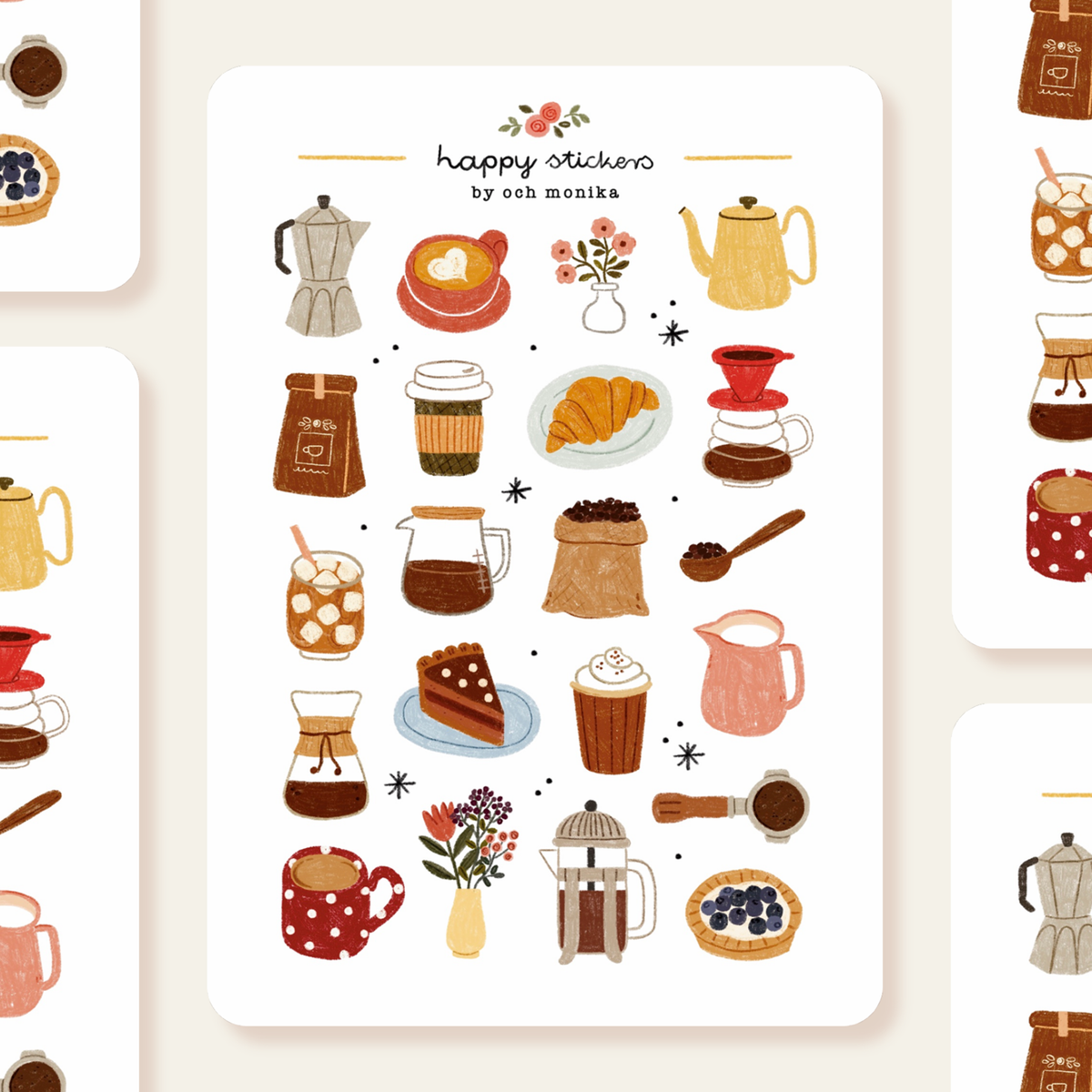 Planche de stickers Pause café — Och Monika