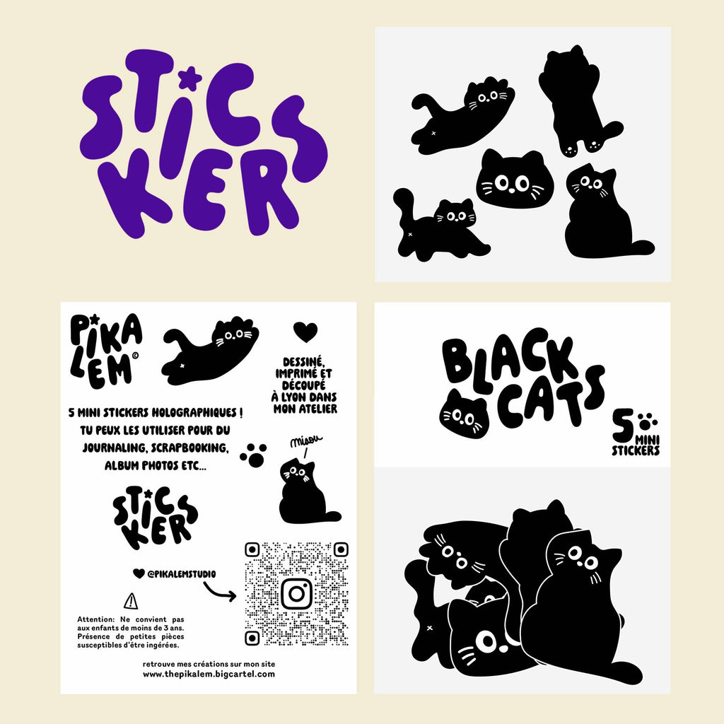 Stickers Black Cats - Pikalem studio