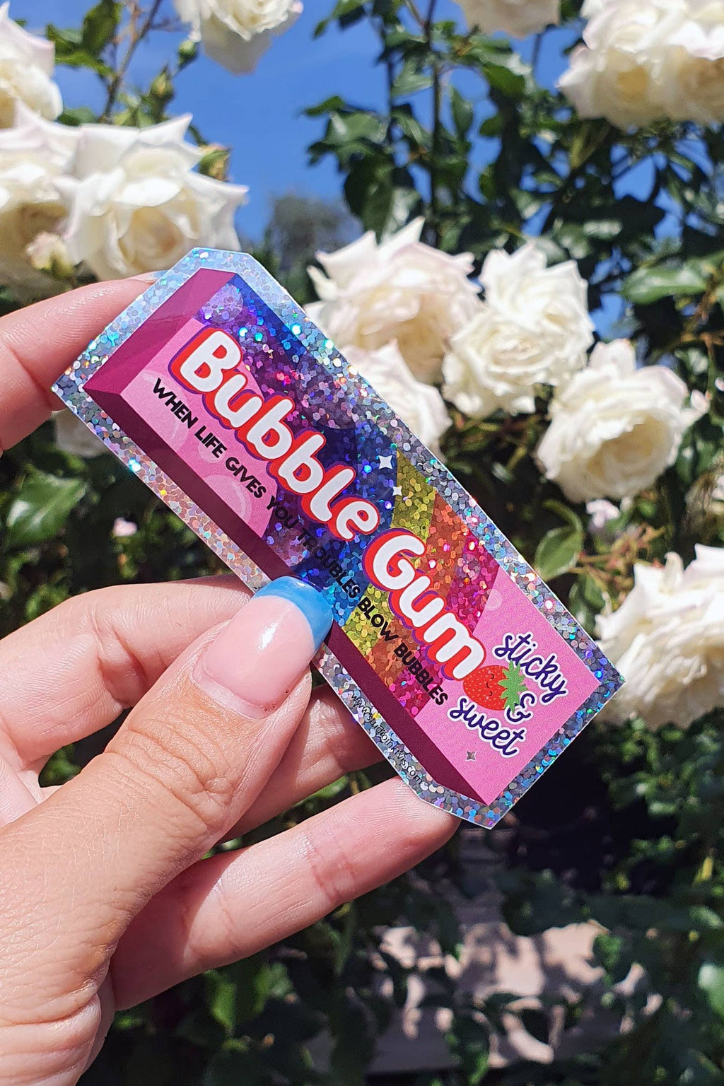 Sticker pailleté « Bubble Gum » — compatible lave-vaisselle — Studio Inktvis