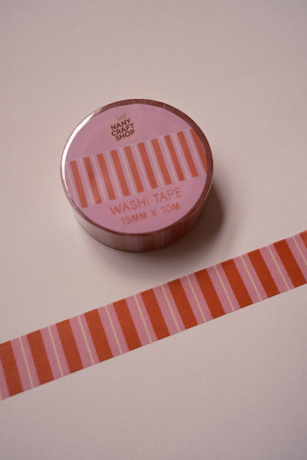 Washi Tape - Rayures Rose et Rouge - Nany Craft Shop